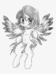 Size: 1024x1351 | Tagged: safe, artist:cross_ornstein, oc, oc only, alicorn, pony, alicorn oc, belly button, grayscale, heart eyes, monochrome, traditional art, wingding eyes