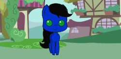 Size: 1343x654 | Tagged: safe, artist:kittensneezikuns, oc, oc only, oc:sweet sound, pegasus, pony, animated, big eyes, chibi, cute, cute face, eyes closed, femboy, happy, long mane, long tail, male, open mouth, pointy ponies, ponysona, smiling, solo, stars