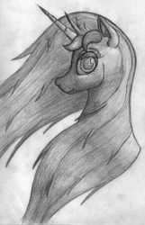 Size: 1080x1682 | Tagged: safe, artist:bcrich40, princess celestia, pony, g4, female, monochrome, portrait, profile, sketch, solo