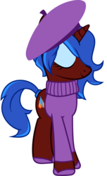 Size: 1000x1641 | Tagged: safe, artist:cool77778, oc, oc only, oc:emberfrost, pony, unicorn, clothes, french, solo, sweater