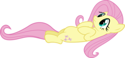 Size: 6000x2782 | Tagged: safe, artist:slb94, fluttershy, pony, g4, the last roundup, belly, female, frown, legs together, on back, simple background, solo, transparent background, vector