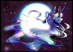 Size: 4092x2893 | Tagged: safe, artist:minamikoboyasy, princess luna, g4, fangs, female, moon, smiling, solo