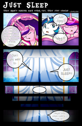 Size: 1500x2294 | Tagged: safe, artist:vavacung, princess cadance, queen chrysalis, shining armor, comic:to love alicorn, g4, bed, comic, dialogue, eyes closed, female, magic, male, open mouth, ship:shiningcadance, shipping, speech bubble, straight