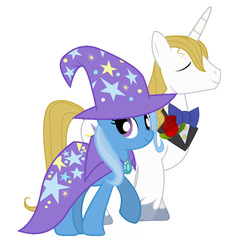 Size: 894x894 | Tagged: safe, artist:mrassi1000, prince blueblood, trixie, pony, unicorn, g4, female, male, mare, ship:bluetrix, shipping, straight