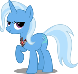 Size: 10800x10278 | Tagged: safe, artist:red-pear, trixie, pony, unicorn, magic duel, absurd resolution, alicorn amulet, female, mare, raised hoof, simple background, smiling, solo, transparent background, vector