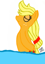 Size: 520x740 | Tagged: safe, artist:wesley-j-woodpecker, applejack, g4, female, solo, water