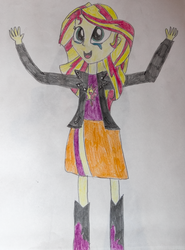 Size: 510x691 | Tagged: safe, artist:hakdurbin, sunset shimmer, equestria girls, g4, christian sunset shimmer, crying, humanized, tears of joy, traditional art