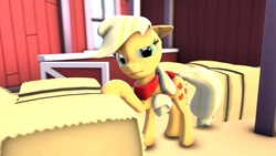 Size: 1024x576 | Tagged: safe, artist:forzaninetails, applejack, g4, 3d, female, hatless, missing accessory, neckerchief, solo, source filmmaker