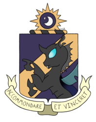 Size: 1024x1299 | Tagged: safe, artist:jecht-norris, changeling, crest, insignia, latin, rearing, solo