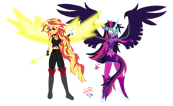 Size: 6553x4000 | Tagged: safe, artist:e-e-r, sci-twi, sunset shimmer, twilight sparkle, equestria girls, g4, my little pony equestria girls: friendship games, daydream shimmer, midnight sparkle, simple background, transparent background