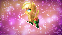Size: 3840x2160 | Tagged: safe, artist:january3rd, artist:spntax, applejack, g4, clothes, female, high res, socks, solo, striped socks, vector, wallpaper