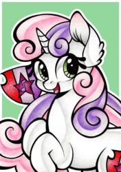 Size: 1024x1457 | Tagged: safe, artist:j-lin-mlp, sweetie belle, g4, cutie mark, female, solo, the cmc's cutie marks, traditional art