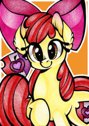 Size: 1024x1457 | Tagged: safe, artist:j-lin-mlp, apple bloom, crusaders of the lost mark, g4, cutie mark, female, solo, the cmc's cutie marks, traditional art
