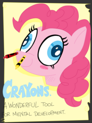 Size: 1019x1359 | Tagged: safe, artist:andypriceart, artist:krazykari, pinkie pie, earth pony, pony, g4, crayon, derp, female, male, simpsons did it, solo, the simpsons