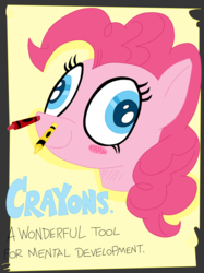 Size: 1019x1359 | Tagged: safe, artist:andy price, artist:krazykari, pinkie pie, earth pony, pony, g4, crayon, derp, female, male, simpsons did it, solo, the simpsons