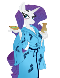 Size: 791x1024 | Tagged: safe, artist:krazykari, artist:trollie trollenberg, rarity, anthro, g4, cleavage, clothes, female, kimono (clothing), solo