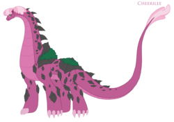 Size: 2943x2072 | Tagged: safe, artist:pyrus-leonidas, cheerilee, dinosaur, kaiju, sauropod, g4, dinosaurified, female, high res, kaijufied, simple background, solo, species swap, transparent background