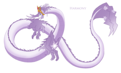 Size: 2943x1778 | Tagged: safe, artist:pyrus-leonidas, oc, oc only, oc:harmony (heilos), chinese dragon, dragon, kaiju, crest, dragonified, elements of harmony, flower, flower in tail, kaijufied, simple background, solo, species swap, transparent background