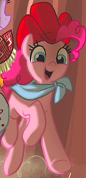 Size: 241x499 | Tagged: safe, artist:amy mebberson, pinkie pie, earth pony, pony, g4, spoiler:comic, bandana, clothes, costume, cowboy hat, female, hat, mare, outfit catalog, quick draw mcgraw, solo