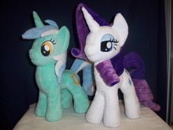 Size: 2048x1536 | Tagged: safe, artist:egalgay, lyra heartstrings, rarity, g4, irl, photo, plushie