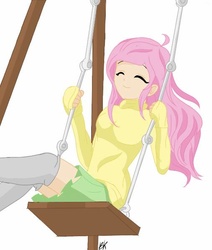 Size: 507x597 | Tagged: safe, artist:cute_pinkie7, fluttershy, human, g4, anime, base used, clothes, humanized, sweater, sweatershy, turtleneck