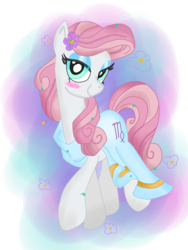 Size: 768x1024 | Tagged: safe, artist:andypriceart, artist:krazykari, edit, virgo (g4), earth pony, pony, g4, clothes, dress, eyeshadow, female, makeup, mare, ponyscopes, solo, virgo