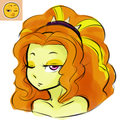 Size: 512x512 | Tagged: safe, artist:jovalic, adagio dazzle, equestria girls, g4, bare shoulder portrait, bare shoulders, bust, colored pupils, female, looking at you, one eye closed, portrait, solo, wink