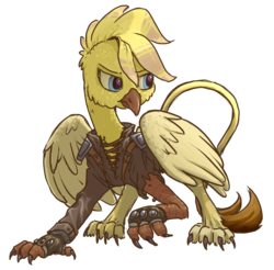 Size: 2952x2901 | Tagged: safe, artist:inlucidreverie, oc, oc only, oc:golden plume, griffon, fallout equestria, high res, simple background, transparent background