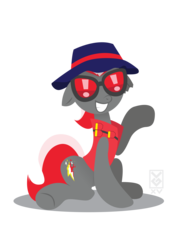 Size: 2550x3300 | Tagged: safe, artist:inspectornills, oc, oc only, oc:hyper active, clothes, cute, hat, high res, looking at you, solo, sunglasses, vest