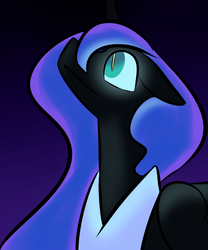 Size: 1000x1200 | Tagged: safe, artist:lunar-march, nightmare moon, g4, female, floppy ears, looking up, solo