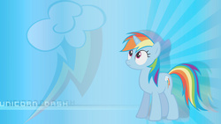 Size: 1024x576 | Tagged: safe, rainbow dash, pony, unicorn, g4, race swap, wallpaper