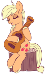 Size: 350x589 | Tagged: safe, artist:lulubell, applejack, g4, female, guitar, simple background, singing, solo, transparent background
