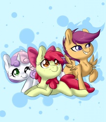 Size: 1109x1280 | Tagged: safe, artist:armorenero, apple bloom, scootaloo, sweetie belle, g4, cutie mark crusaders