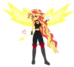 Size: 4045x3685 | Tagged: safe, artist:e-e-r, sunset shimmer, equestria girls, g4, belly button, cleavage, clothes, female, midriff, simple background, solo, tank top, transparent background