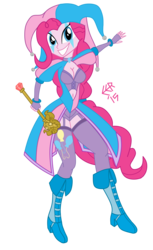 Size: 1829x2980 | Tagged: safe, artist:e-e-r, pinkie pie, equestria girls, g4, belly button, cane, cleavage, female, jester, jester pie, midriff, simple background, solo, transparent background, vector