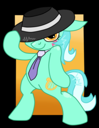 Size: 425x550 | Tagged: safe, artist:krazykari, artist:latecustomer, lyra heartstrings, pony, g4, bipedal, female, hat, michael jackson, solo