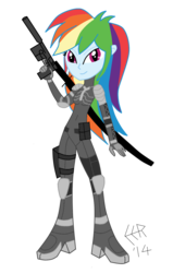 Size: 1183x1862 | Tagged: safe, artist:e-e-r, rainbow dash, equestria girls, g4, crossover, female, metal gear solid, raiden, simple background, solo, transparent background