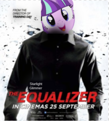Size: 516x576 | Tagged: safe, starlight glimmer, 1000 years in photoshop, bad joke, denzel washington, egalitarianism, hi anon, the equalizer, this will end in equalization