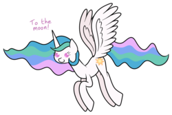 Size: 1095x730 | Tagged: safe, artist:terton, princess celestia, g4, beady eyes, butt wings, solo, to the moon