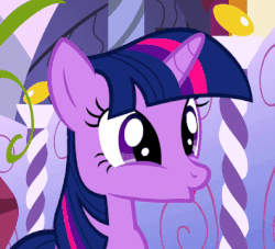 Size: 396x360 | Tagged: safe, screencap, twilight sparkle, pony, unicorn, g4, green isn't your color, :d, animated, blinking, cute, female, gif, mare, open mouth, smiling, twiabetes, unicorn twilight