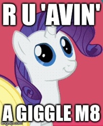 Size: 245x302 | Tagged: safe, edit, edited screencap, screencap, rarity, g4, animation error, chav, cockney, faic, image macro, imgflip, meme, u avin a giggle m8, u wot m8