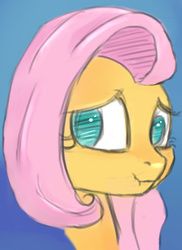 Size: 530x730 | Tagged: safe, artist:post-it, fluttershy, g4, colored sketch, female, scrunchy face, sketch, solo