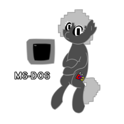 Size: 1024x1024 | Tagged: safe, artist:expression2, oc, oc only, pony, computer, female, microsoft, ms-dos, simple background, solo, transparent background