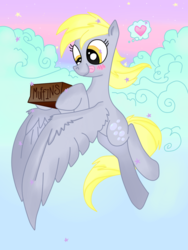 Size: 600x800 | Tagged: safe, artist:andy price, artist:krazykari, edit, derpy hooves, pegasus, pony, g4, box, cloud, female, flying, mare, solo