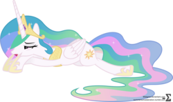 Size: 9350x5540 | Tagged: safe, artist:90sigma, princess celestia, alicorn, pony, g4, absurd resolution, female, mare, prone, simple background, solo, tired, transparent background, vector, yawn