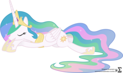 Size: 9350x5540 | Tagged: safe, artist:90sigma, princess celestia, alicorn, pony, g4, absurd resolution, eyes closed, female, mare, prone, simple background, sleeping, smiling, solo, transparent background, vector