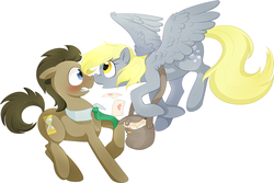 Size: 973x650 | Tagged: safe, artist:aidapone, derpy hooves, doctor whooves, time turner, pegasus, pony, g4, boop, duo, female, letter, male, mare, noseboop, ship:doctorderpy, shipping, simple background, straight, wingding eyes