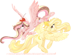 Size: 1158x883 | Tagged: safe, artist:aidapone, oc, oc only, oc:banana, oc:split, pony, banana split, duo