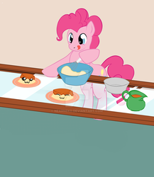 Size: 1024x1181 | Tagged: safe, artist:nearneko, pinkie pie, g4, baking, commission, female, flan, food, pudding, solo