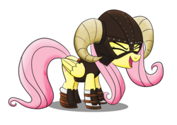 Size: 4664x3298 | Tagged: safe, artist:drawponies, fluttershy, pegasus, pony, g4, armor, crossover, dovahkiin, dovahshy, eyes closed, female, flutteryay, mare, simple background, skyrim, solo, the elder scrolls, white background, yay